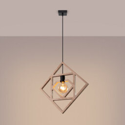 Luminosa Lighting Luminosa Caro Pendant Ceiling Light Natural Wood, Black 1X E27 - thumbnail 2
