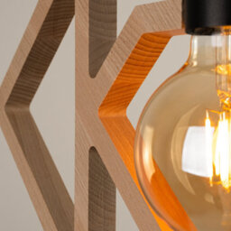 Luminosa Lighting Luminosa Caro Pendant Ceiling Light Natural Wood, Black 1X E27 - thumbnail 4