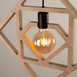Luminosa Lighting Luminosa Caro Pendant Ceiling Light Natural Wood, Black 1X E27 - thumbnail 3