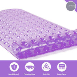 Mass Dynamic Extra Long Non Slip Bath Mat 100 X 40Cm Transparent Purple With Suction Cups - thumbnail 4