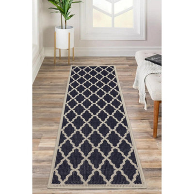 Melrose County Trellis New Navy Patterned Indoor Non-Slip Area Runner Rug 060/230Cm - image 1