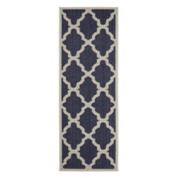 Melrose County Trellis New Navy Patterned Indoor Non-Slip Area Runner Rug 060/230Cm - thumbnail 4