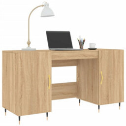 Berkfield Desk Sonoma Oak 140X50X75 Cm Engineered Wood - thumbnail 3