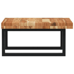 Berkfield Basin Shelf Wall Mounted Steel And Solid Wood Acacia - thumbnail 5