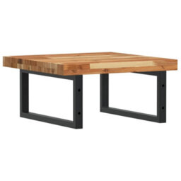Berkfield Basin Shelf Wall Mounted Steel And Solid Wood Acacia - thumbnail 6