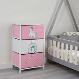 Liberty House Toys Kid's Fabric 3 Drawer Storage Chest Unicorn Pink - thumbnail 3