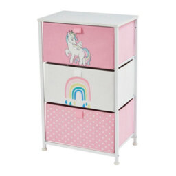 Liberty House Toys Kid's Fabric 3 Drawer Storage Chest Unicorn Pink - thumbnail 5