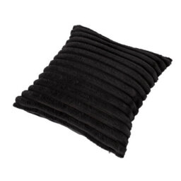 Ohs 2 X Faux Fur Thick Rib Cushion Covers, 45 X 45Cm - Black - thumbnail 2