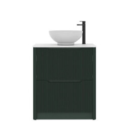 Royal Bathrooms Avenza 600mm Deep Moss Green Floor Standing Countertop Bathroom Vanity Unit 2 Drawer With Breeze Basin - thumbnail 6