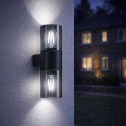 Eglo Cropani Plastic And Glass, E27 Modern Outdoor Wall Up And Down Light, Black