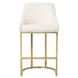Thehotsale Set Of 2 Modern Velvet White Upholstered Bar Stools With Metal Legs - thumbnail 5