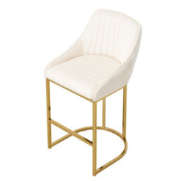 Thehotsale Set Of 2 Modern Velvet White Upholstered Bar Stools With Metal Legs - thumbnail 6