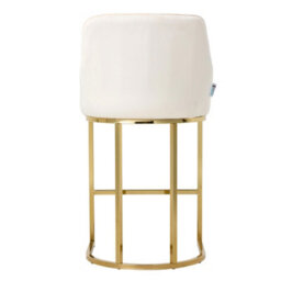 Thehotsale Set Of 2 Modern Velvet White Upholstered Bar Stools With Metal Legs - thumbnail 7