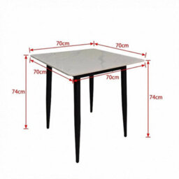 Sintered Stone Cream Dining Table Marble Effect Sand Blasted Metal Legs 70X70Cm - thumbnail 2