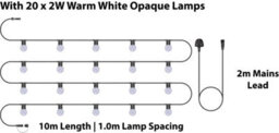Eagle Connect Festoon Black Rubber Ip44 10M/20X2W Warm White Opaque Lamp - thumbnail 2