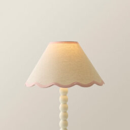 Valuelights Florie Natural Linen Small Tapered Lamp Shade With Scallop Pink Trim (D)27.5Cm - thumbnail 3