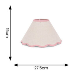 Valuelights Florie Natural Linen Small Tapered Lamp Shade With Scallop Pink Trim (D)27.5Cm - thumbnail 8
