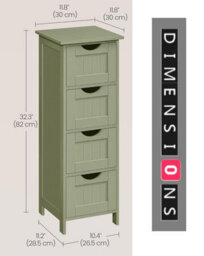 Modcraft Green Bathroom Floor Storage Cabinet Freestanding Unit With 4 Drawers - thumbnail 6