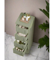 Modcraft Green Bathroom Floor Storage Cabinet Freestanding Unit With 4 Drawers - thumbnail 2