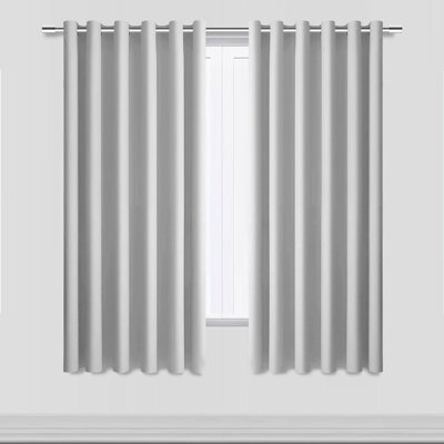 Moonlight Bedding Blackout Polyester Curtain Thermal Natural Light Grey Curtains With Eyelet Header (Pair) 46X54Inch (117X137Cm) - image 1