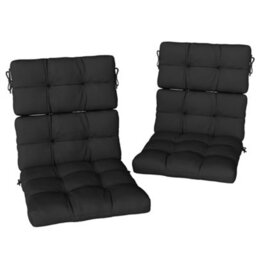 Outsunny 2Pc Outdoor Seat Cushion With Backrest, Ties, For Garden, Black - thumbnail 2