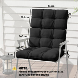 Outsunny 2Pc Outdoor Seat Cushion With Backrest, Ties, For Garden, Black - thumbnail 3