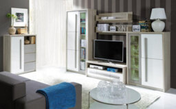 Arte Roma 8 Highboard Cabinet In Elm, White Gloss & Grey Matt - W900mm H1170mm D430mm, Stylish And Functional - thumbnail 3