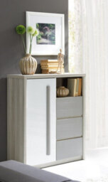 Arte Roma 8 Highboard Cabinet In Elm, White Gloss & Grey Matt - W900mm H1170mm D430mm, Stylish And Functional