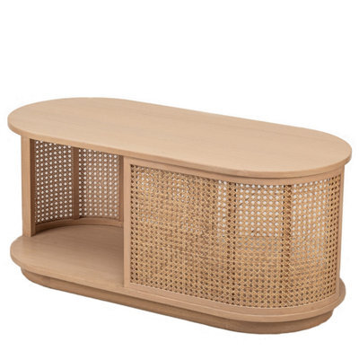 Nordlys Ash Wood And Rattan Coffee Table Classic Style Living Room - image 1