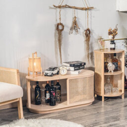 Nordlys Ash Wood And Rattan Coffee Table Classic Style Living Room - thumbnail 8