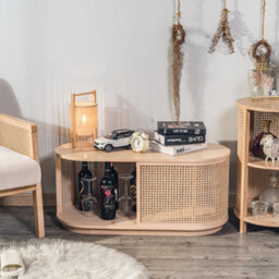 Nordlys Ash Wood And Rattan Coffee Table Classic Style Living Room - thumbnail 3