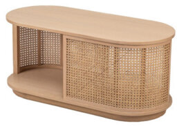Nordlys Ash Wood And Rattan Coffee Table Classic Style Living Room - thumbnail 2