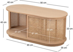 Nordlys Ash Wood And Rattan Coffee Table Classic Style Living Room - thumbnail 6
