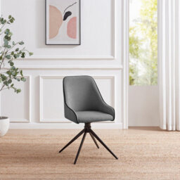 Furniturebox Uk 2X Beaumont Grey Fabric Swivel Dining Chairs - thumbnail 3