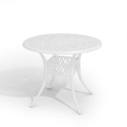Living And Home Beige Vintage Round Cast Aluminum Outdoor Bistro Dining Table With Umbrella Hole 90 Cm - thumbnail 3