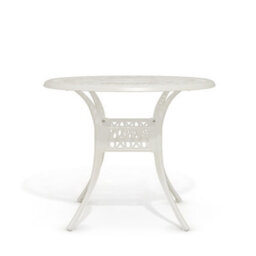 Living And Home Beige Vintage Round Cast Aluminum Outdoor Bistro Dining Table With Umbrella Hole 90 Cm - thumbnail 2