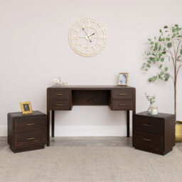 Melody Maison Dark Wood 4 Drawer Dressing Table & Pair Of Bedside Tables - Kingsley Range - thumbnail 6