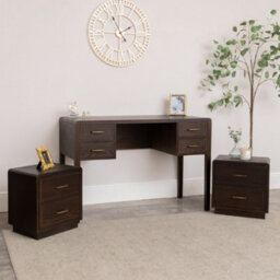 Melody Maison Dark Wood 4 Drawer Dressing Table & Pair Of Bedside Tables - Kingsley Range - thumbnail 1