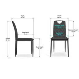 More4Homes Set Of 4 Monza Fabric Dining Chair Modern Padded Seat Metal Legs Kitchen (Charcoal) - thumbnail 7