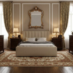 Modern Bedroom Bed Frame With Storage 200X200 Hdf And Laminated Board Metal Slatted Base 220X223X93Cm Beige - thumbnail 2
