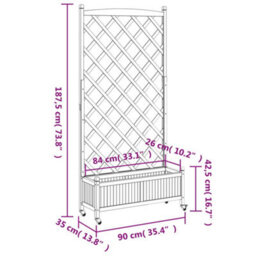 Berkfield Planter With Trellis And Wheels Brown Solid Wood Fir - thumbnail 9