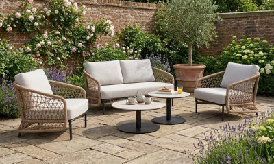 Norfolk Leisure Norfolk Collection Peakdale Open Weave Sofa Set With Double Coffee Tables