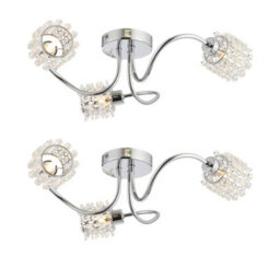 First Choice Lighting Set Of 2 Katarina - 3 Way Ceiling Lights With Jewelled Glass Shades - thumbnail 1