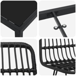Berkfield Garden Dining Set 5 Pcs Black Poly Rattan - thumbnail 9