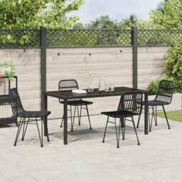 Berkfield Garden Dining Set 5 Pcs Black Poly Rattan - thumbnail 4