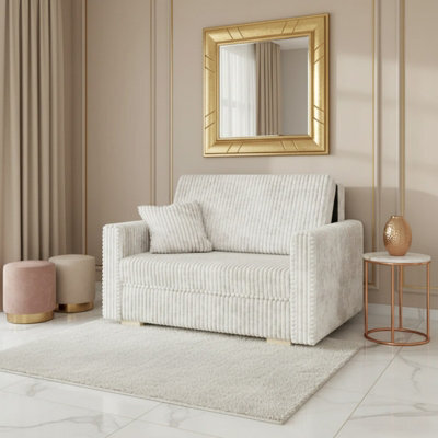 Viva Piano Ii Sofa Bed With Bedding Storage Freestanding Upholstered Back Wooden Legs 133X100X85Cm White - image 1