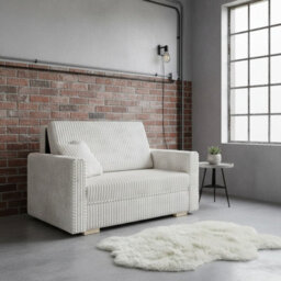 Viva Piano Ii Sofa Bed With Bedding Storage Freestanding Upholstered Back Wooden Legs 133X100X85Cm White - thumbnail 2
