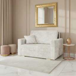 Viva Piano Ii Sofa Bed With Bedding Storage Freestanding Upholstered Back Wooden Legs 133X100X85Cm White - thumbnail 1
