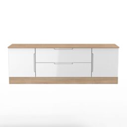 Messina Gloss Bardolino Oak Effect Tv Stand With 2 Drawers, (H)49.5Cm X (W)144.2Cm X (D)40Cm - thumbnail 2