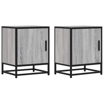 Berkfield Elegant Bedside Cabinets 2 Pcs Grey Sonoma 40X31X50 Cm Engineered Wood And Metal